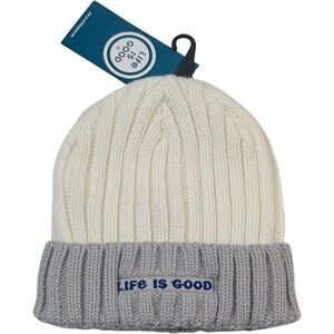 Life Is Good Color Cuff Beanie - NWT Womens One Size Grey / Cream - #48496-D2
